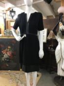 A designer Kelly & Hepburn fake leather trimmed short sleeve shift dress, fully lined, size 40