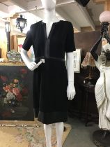 A designer Kelly & Hepburn fake leather trimmed short sleeve shift dress, fully lined, size 40