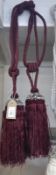 One pair of red wine curtain tie backs with small gem style embellishment