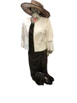 A lovely complete wedding outfit including hat, handbag, shoes and clothing