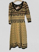Issy and Peeps designer knit day dress, brit designer, heart and bird design, size s/m