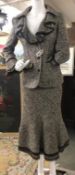 A Gabriella Rossi pure new wool tweed leyline jacket & skirt suit, size 10