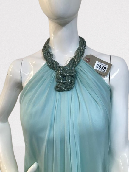 New pale Green cocktail dress (chiffon) Veni Infantino Italian - Image 2 of 4