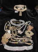 A selection of pearl effect and beaded costume jewellery