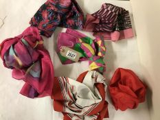 Six Vintage scarves including silk