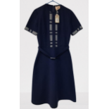 A 1960's Vintage Ladies Pride Navy and White belted dress size 12-14