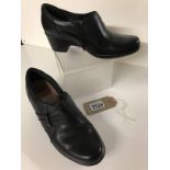 Clarks black leather shoes,2" heel, side zipper, size 4 1/2