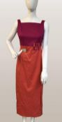 Hot Pink & Orange Pencil dress with Louis Feraud Monogram Size 10