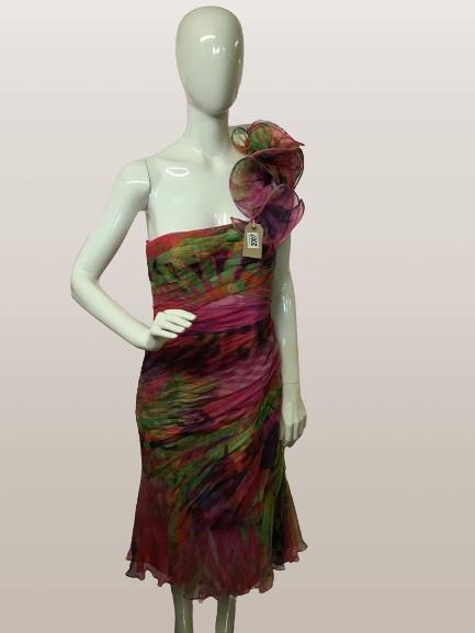 Italian new designer silk fishtail cocktail dress, size 12