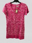 Alice Collins Pink linen day dress with white circles print approx. size 10