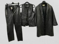A collection of leather garments