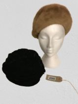Two vintage hats and a Elizabeth Taylor style velvet turban