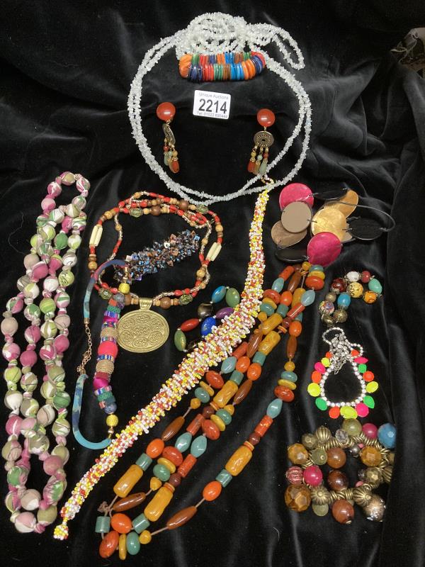 A quantity of multi coloured costume jewellery