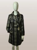 Italian designer silk checked trench coat zebra print lined, size 12