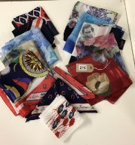 A collection of 12 scarfs various size, shape, colour and pattern