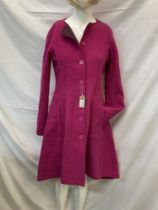 An Armani jeans cerise 85% wool swing hem coat size UK 14