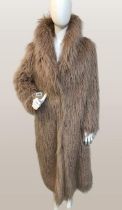 Pink boohoo long Faux Fur coat size 14