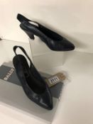 Bally navy leather court shoes high heeled sling back shoes 2 1/2" heels, size 38, 5