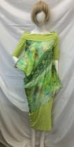 A Xenia design dress with lime collar sleeves & hem. Size medium