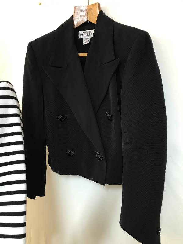 Thress Jackets. 1x Per Una black & white Stripe size 14. 1x Jaeger Black size 12 1x Arabella - Image 4 of 7