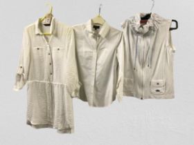 Three white blouses, Lisa Campione, Zara etc approx. size 10