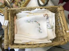 A good collection of linen in a wicker basket