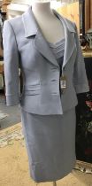 A New Ice Blue two piece by Veni Infantino Italian Designer shaped neckline & cap sleeves in a