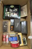A mixed box of diecast including Jaguar, Mercedes, Ford etc