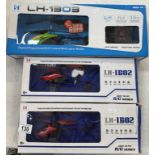 3 Boxed radio control helicopters. Untested.