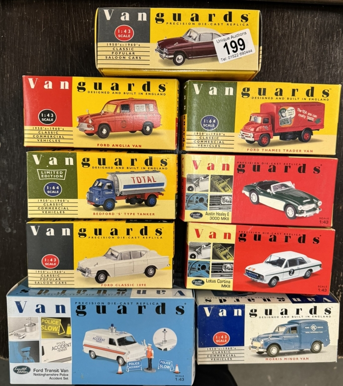 A Corgi AA services set & 9 Vanguards including Lotus, Cortina, Austin, Healey etc - Image 2 of 8