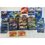 14 Hot wheels and 3 Hot Wheel Pro Racers in blister packs
