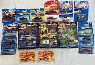 14 Hot wheels and 3 Hot Wheel Pro Racers in blister packs