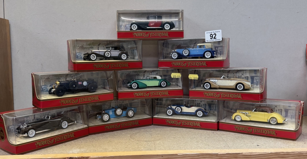 10 Matchbox models of yesteryear cars