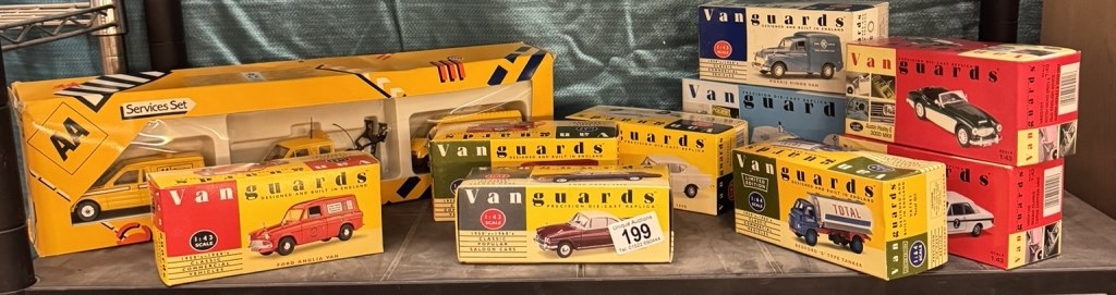 A Corgi AA services set & 9 Vanguards including Lotus, Cortina, Austin, Healey etc