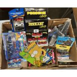 A large box of mixed diecast etc including Hot Wheels, ERTL, Micro Machines, Power Rangers etc