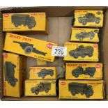 10 boxed dinky military vehicles in A/F boxes