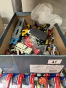 A box of mixed loose diecast models inc Matchbox