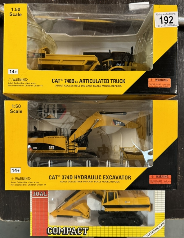 2 Norscot 1 - 50 scale CAT 740B & 374D construction vehicles & A Joal caterpillar