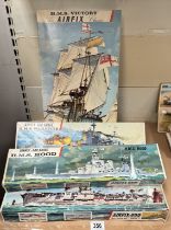 5 Vintage Airfix 600 scale Naval ships including HMS Hood, Victory etc
