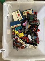 A large box of mixed play worn diecast