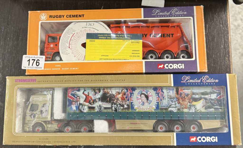 A Corgi limited edition 74901 ERF Rugby cement & CC12104 Strong serve Renaut