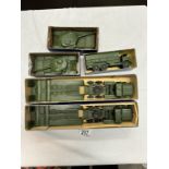 A pair of Dinky 660 tank transporters, Two 651 Centurion tanks & A 622 10 ton army truck