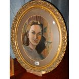 A good framed and glazed oil painting portrait of a lady, COLLECT ONLY.