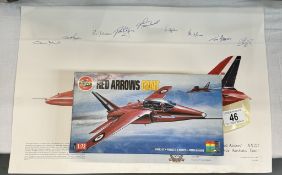 An Airfix boxed Red Arrows Gnat model & Signed Red Arrows print 1982