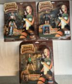 3 Tomb Raider Lara Croft figures in blister packs, as new