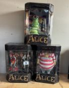 3 boxed American McGee's Alice in Wonderland figures Card guard, Tweedle Dee and caterpillar as new