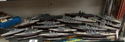 A collection of resin models of battle ships