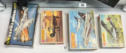 3 Vintage Matchbox & A Heller 1/72 model aircraft kits