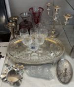 A quantity of glass & metalware etc.