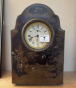 An oriental lacquered mantle clock height 31cm